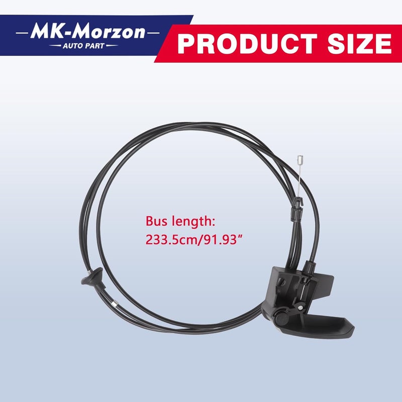 MK-Morzon 912-017 Hood Release Cable Compatible with 1999-2007 Cadillac Escalade ESV EXT Chevy Avalanche Silverado GMC Sierra 1500 2500 3500 Hood Latch Cable Handle Replace# 15142953 - Image 4